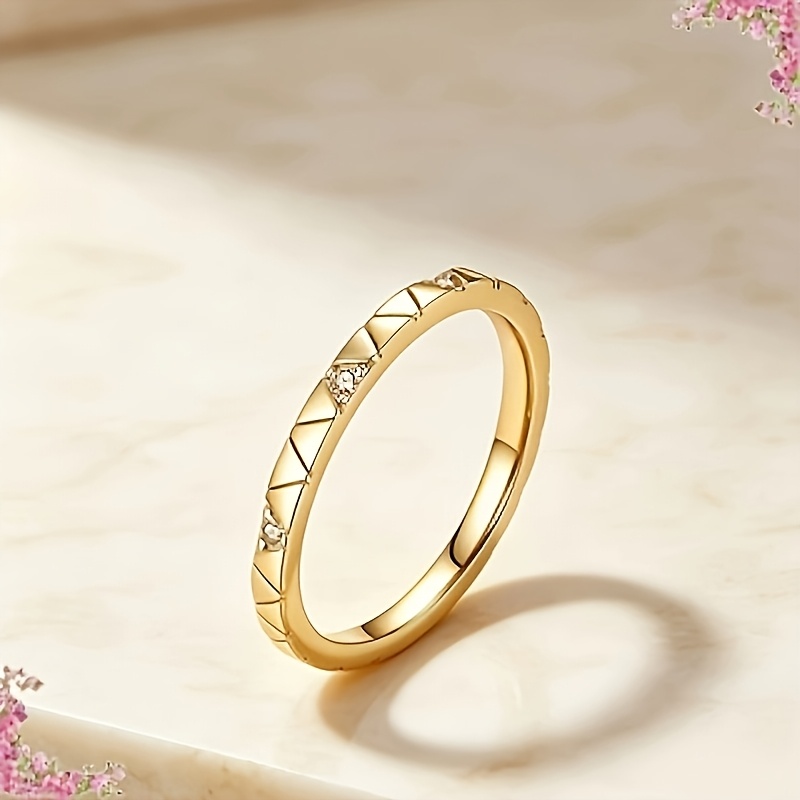 Women's 18K Gold Plated Geometric Triangle Cut Ring, Stylish